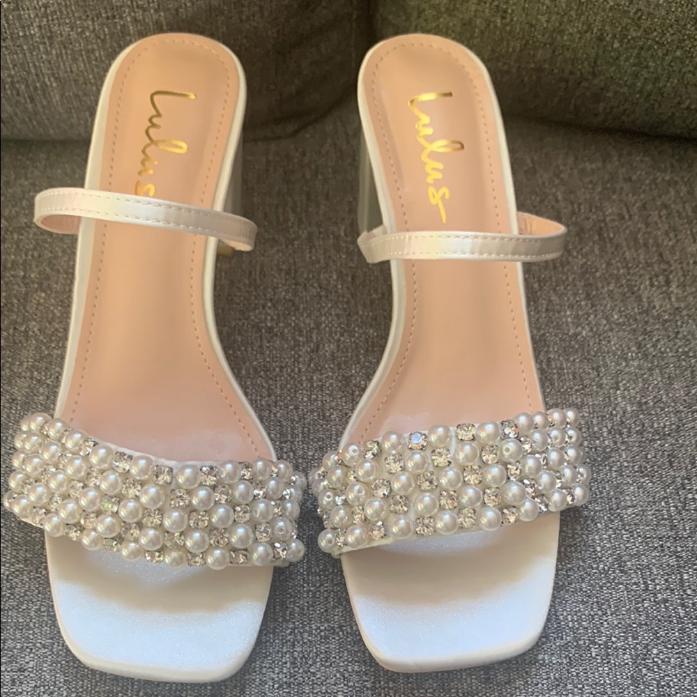 Lulu's White Pearl Embellished Women's Sandals